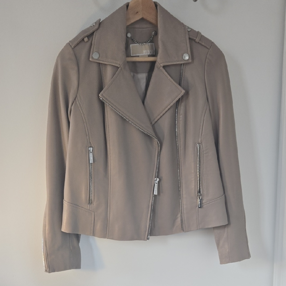 MICHAEL Michael Kors Taupe Moto Jacket